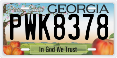 GA license plate PWK8378
