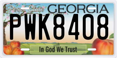 GA license plate PWK8408