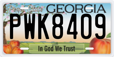 GA license plate PWK8409