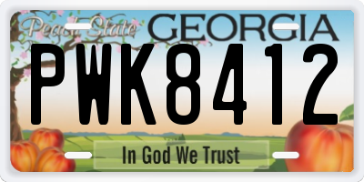 GA license plate PWK8412