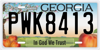 GA license plate PWK8413