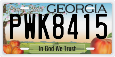 GA license plate PWK8415