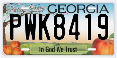 GA license plate PWK8419