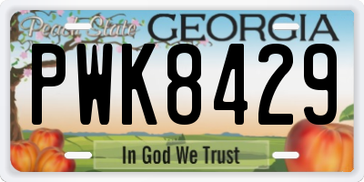 GA license plate PWK8429