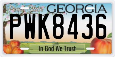 GA license plate PWK8436