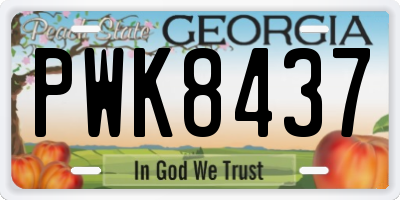 GA license plate PWK8437
