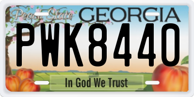 GA license plate PWK8440
