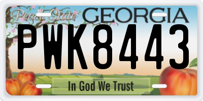 GA license plate PWK8443