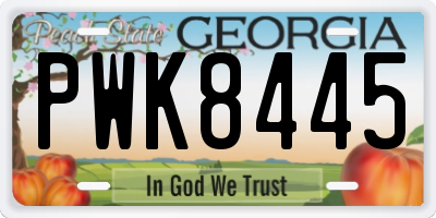 GA license plate PWK8445