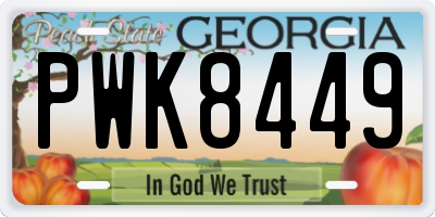 GA license plate PWK8449