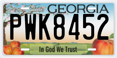 GA license plate PWK8452