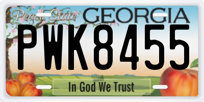 GA license plate PWK8455