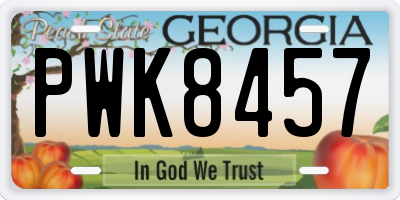 GA license plate PWK8457