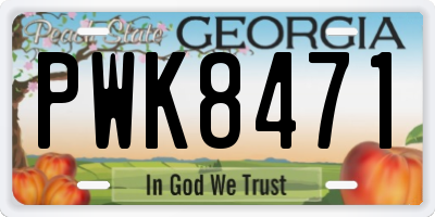 GA license plate PWK8471
