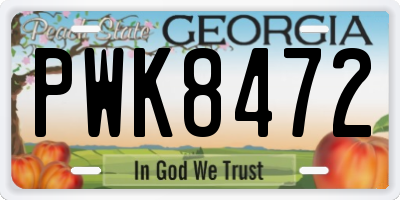 GA license plate PWK8472