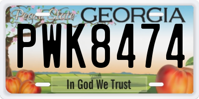 GA license plate PWK8474
