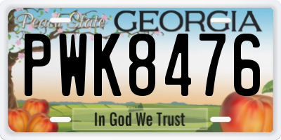 GA license plate PWK8476