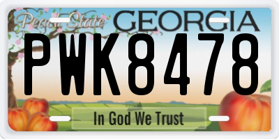 GA license plate PWK8478