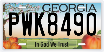 GA license plate PWK8490