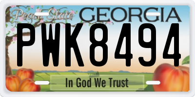 GA license plate PWK8494