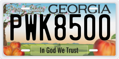 GA license plate PWK8500