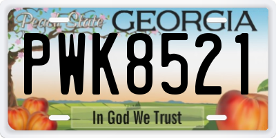 GA license plate PWK8521