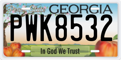 GA license plate PWK8532
