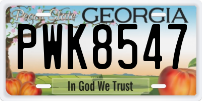 GA license plate PWK8547