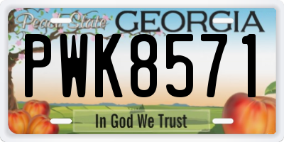 GA license plate PWK8571