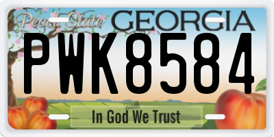 GA license plate PWK8584