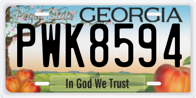 GA license plate PWK8594