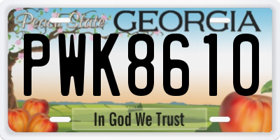 GA license plate PWK8610