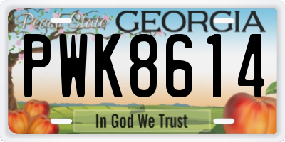 GA license plate PWK8614