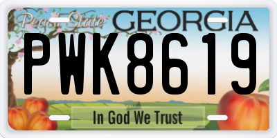 GA license plate PWK8619
