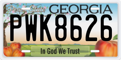 GA license plate PWK8626