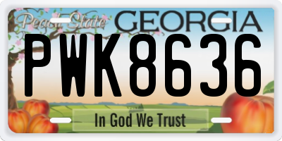 GA license plate PWK8636