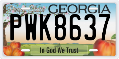 GA license plate PWK8637
