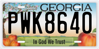 GA license plate PWK8640
