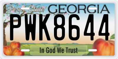 GA license plate PWK8644
