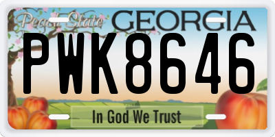 GA license plate PWK8646