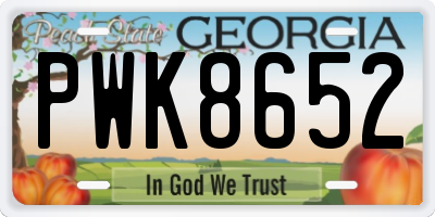 GA license plate PWK8652