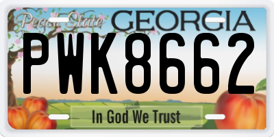 GA license plate PWK8662