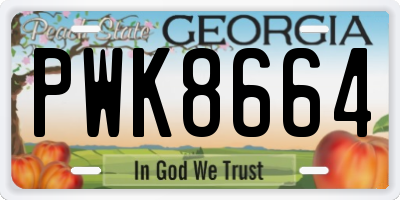 GA license plate PWK8664
