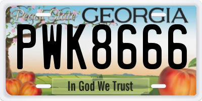 GA license plate PWK8666