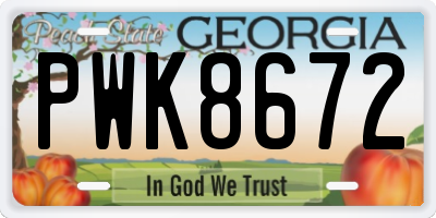 GA license plate PWK8672