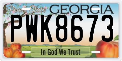 GA license plate PWK8673
