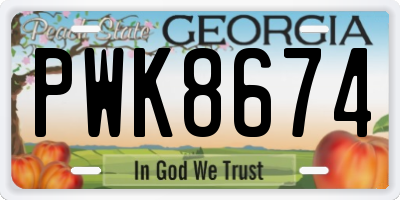 GA license plate PWK8674