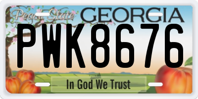 GA license plate PWK8676
