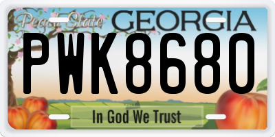 GA license plate PWK8680