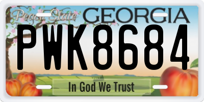 GA license plate PWK8684